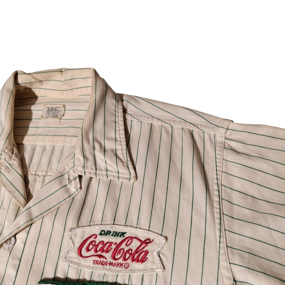 60's Coca-Cola Lee Sanforized Uniform Shirt (RARE) VTG Sz 16-16 1/2 - Imperfect